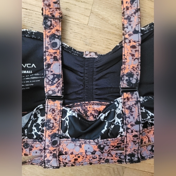 RVCA,  Multi-Color Strappy Bikini Top, Adjustable Shoulder Straps, Size Small - Picture 6 of 6